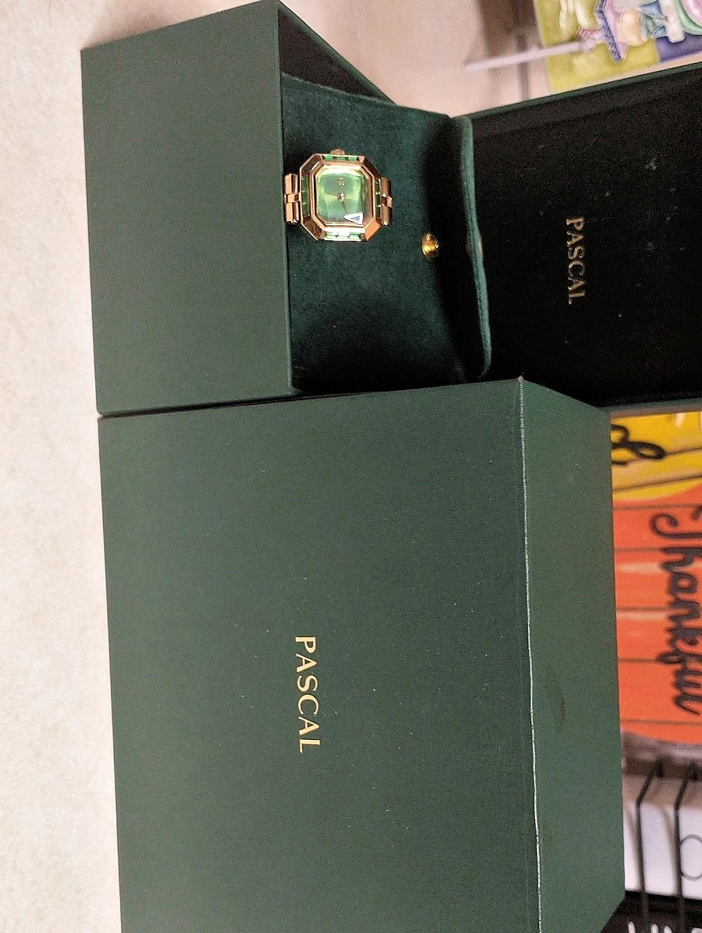 Pascal Octagonal Enamel Diamond Watch Green & Gold